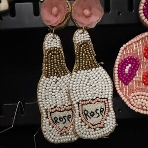 Beaded Rosé Bottle Earrings